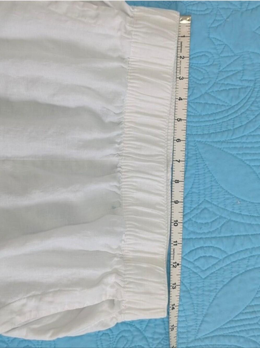 C&C California White Linen Baggy pull-on Wide Leg Cargo Pants 2 snap pockets - Picture 9 of 13